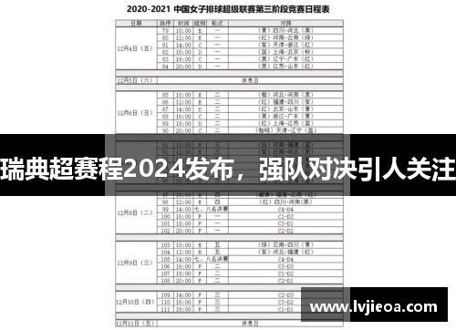 瑞典超赛程2024发布，强队对决引人关注